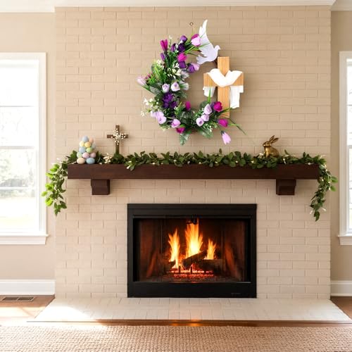 Cinnvoice Easter Cross Wreath Artificial Front Door Wreath - style: Easter Cross
