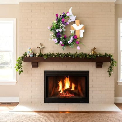 Cinnvoice Easter Cross Wreath Artificial Front Door Wreath - style: Easter Cross