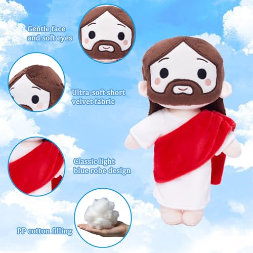 Jesus Plush Doll Jesus Stuffed Bible Doll Christian Plushie Gifts for Easter Christmas Church Religious Gifts for Kids Adults(Red) - color: Red