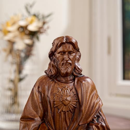 Jesus Figurine，Wooden Statue of Jesus Meditating - color: Jesus-b, size: 4 Inch
