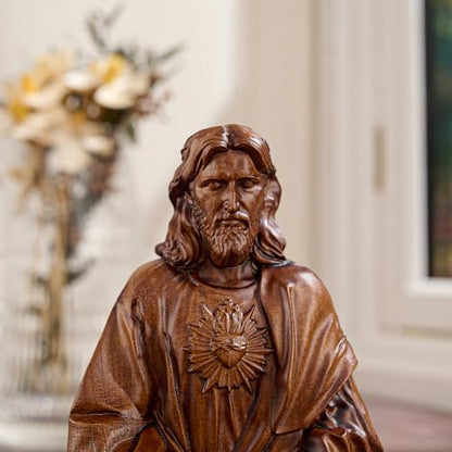 Jesus Figurine，Wooden Statue of Jesus Meditating - color: Jesus-b, size: 4 Inch