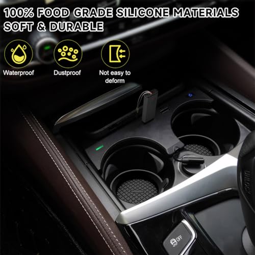 Ohleats 2 PCS Car Cup Coaster, 2.75 Inch Silicone Non-Slip Auto Cup Holder Insert Coasters, Universal Recessed Drink Cup Mat for Most Vehicles, Interior Decor Car Accessories (Black)