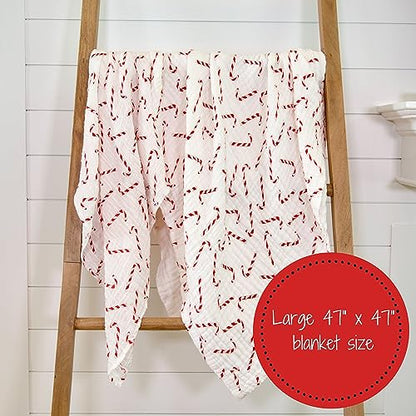 LollyBanks Muslin Swaddle Blanket, 47 x 47 in, Newborn Receiving Blanket - color: Red