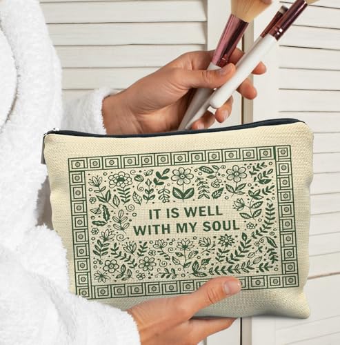 Christianity Makeup Bag for Women,Scripture Bible Verse Cosmetic Bags,Gifts for For Mom Friends Teen Girl & Women Travel, Faith Christian Zipper Makeup Pouch for Purse - color: Bible-Soul