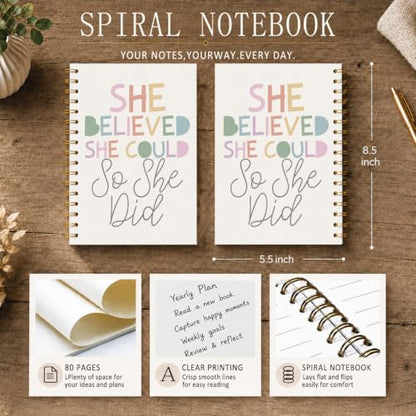She Believed She Could So She Did Rainbow Notebook, 5.5×8.3 Inch - color: 007-Spiral