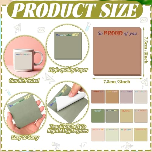 Yinder 24 Pcs Inspirational Sticky Notes Gifts, Thank You, Boho - color: Boho, size: Thank You