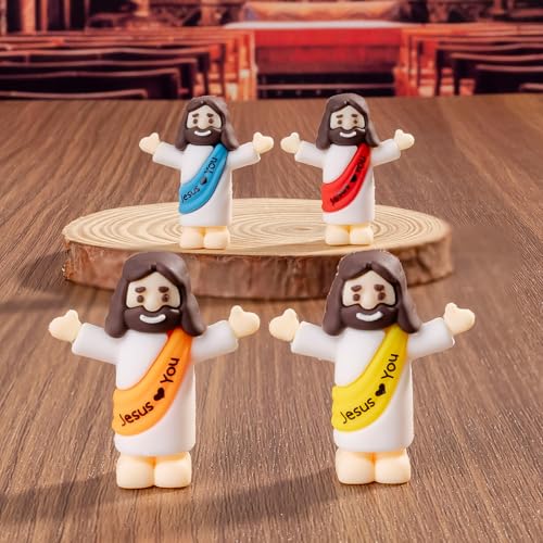 25 Pcs Little Jesus Figures, Mini Jesus Figurines in Bulk for Easter Egg Stuffers Tiny Jesus Figures to Hide and Seek Religious Gifts（5 Colors）