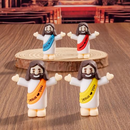 25 Pcs Little Jesus Figures, Mini Jesus Figurines in Bulk for Easter Egg Stuffers Tiny Jesus Figures to Hide and Seek Religious Gifts（5 Colors）