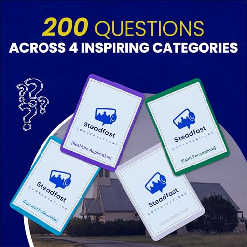 Christian Conversation Cards Game - 200 Faith-Based Conversation Starters for Bible Games Study, Youth Groups & Family - Christian Card Games for Meaningful Discussions About God