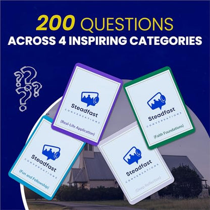 Christian Conversation Cards Game - 200 Faith-Based Conversation Starters for Bible Games Study, Youth Groups & Family - Christian Card Games for Meaningful Discussions About God