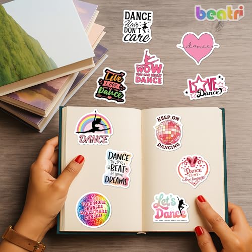 BEATRI Dancing Stickers Waterproof Vinyl 50Pcs Pink Dancer Decor - color: Dancing Stickers