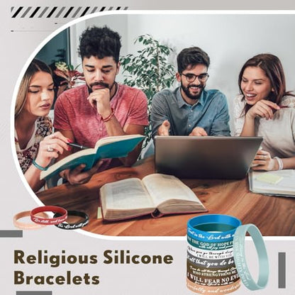 Ecation 72 Pcs Bible Verse Christian Bracelets Silicone,Classic Color - color: Classic Color