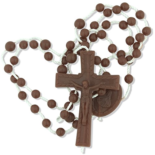 Vatican Imports Plastic Economy Rosary | 10 Bright Colors | Perfect for Camps, Groups and Retreats | Made in Italy | Christian Prayer Accessories - color: Brown