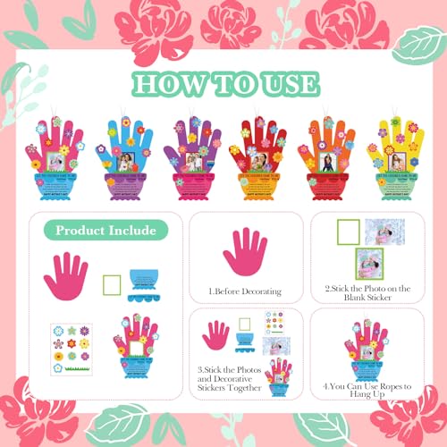 Sumind Mother's Day Craft Kit, 24 Sets DIY Handprint Craft Kit for Kids, Customizable Picture Frame, Art & Craft Supplies for Party Decor, Sunday School, Classroom Activities