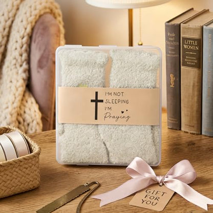 Fuzzy Socks for Women Mothers Day Self Care Book Lovers Christian Birthday Gifts - color: Beige
