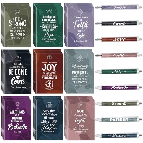 Gueevin 72 Pcs Christian Pens Notebook Gifts Bulk for Back to School