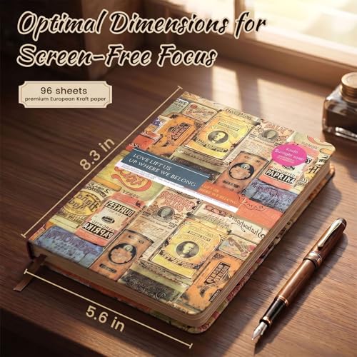 SallyFashion A5 Vintage Travel Journals for Women, European Kraft paper Diary Color Illustrations Notebook Travel Brochures Hardcover Writing Notepad Girl Gift