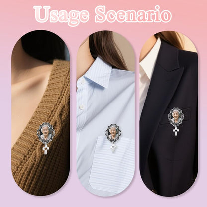 Wedding Double Picture Frame Brooch for Bride Grooms Boutonniece Pin for Wedding Bouquet - color: Color J