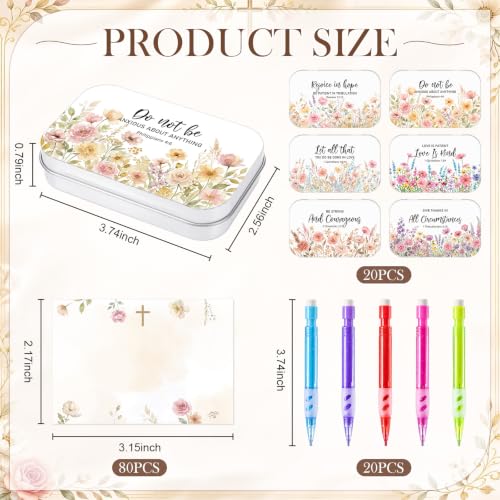120Pcs Christian Gifts for Women, Prayer Boxes with Prayer Cards and Pencil - style: Pastel Floral
