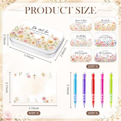120Pcs Christian Gifts for Women, Prayer Boxes with Prayer Cards and Pencil - style: Pastel Floral