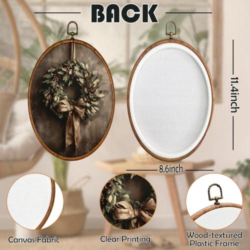 BCUANGD Retro Christmas Wreath Oval Wall Art Decor 8.6"x11.4" - color: Christmas-33
