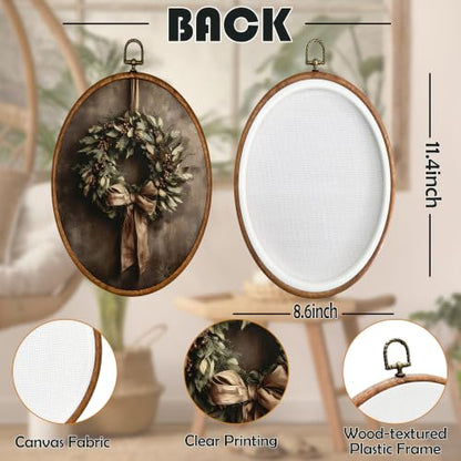 BCUANGD Retro Christmas Wreath Oval Wall Art Decor 8.6"x11.4" - color: Christmas-33