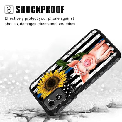 Designed for Moto G Power 5G 2024 Case, Military Grade Heavy Duty 3-Layer Shockproof Full-Body Protective Cover for Motorola Moto G Power 5G 2024, American Flag Sunflower and Cute Pig - color: American Flag Sunflower and Cute Pig