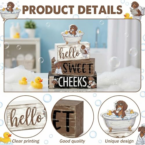 Britimes Tiered Tray Decor Set, 4 Pack, Wooden Table Sign, Dachshund Wiener - style: Dachshund