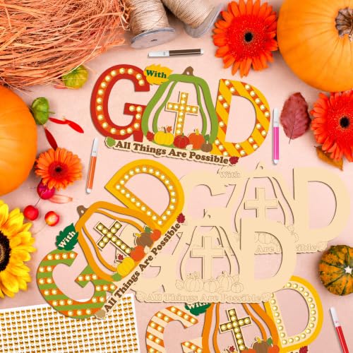 BeYumi Fall Wooden Pumpkin Craft - 20Pcs Christian GOD Ornaments for Kids - style: Pumpkin GOD