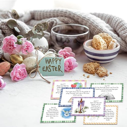 Easter Themed Handheld Scavenger Hunt, At Home Religious Scavenger Treasure Hunt Cards for Adults, Easter Christian Party Games for Family, Jesus Clue Card Game with Envelopes, 03 - style: Easter Christian