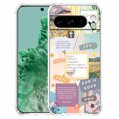 Christian Quotes Bible Motivational Words Collage Pattern,Soft TPU Bumper Phone Case for Google Pixel 8 Pro - size: Google Pixel 8 Pro