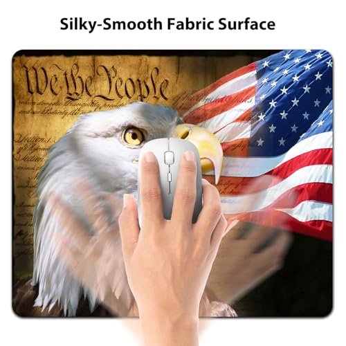 Patriotic Bald Eagle America Pride Flag Mouse Pad, We The People Desk Mat - color: Cute Colorful Art Rec4