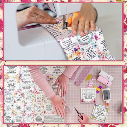 Fanfanwin 38 Sets Prayer Quilt Squares with Crosses, Flower, Brown - color: Brown, style: Flower