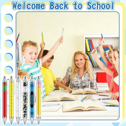 30 Pcs Teachers Pens Bulk Back to School Gifts Cute Retractable Ballpoint Pens Black Ink Writing Pen First Day of School Gift for Classmates Coworker Staff Office Supplies - style: School