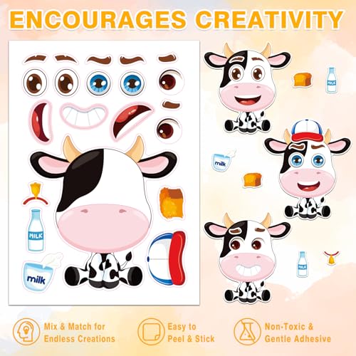 48 Animal Make-a-Face Sticker Sheets for Kids - style: Cute Animals