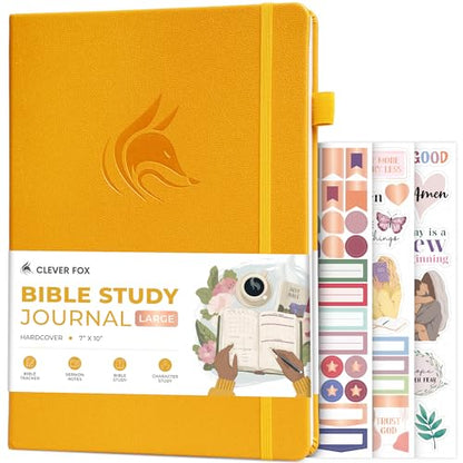 Clever Fox Bible Study Journal, Guide, Supplies for Women 7x10 Amber Yellow - color: Amber Yellow, size: Smaller than A4 (7" x 10")