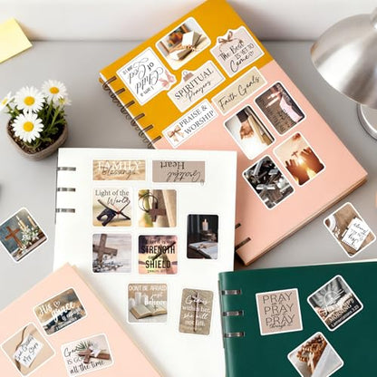 Prayer Board Stickers Supplies - 50 Pcs Prayer Vision Board Stickers, Motivational Water Bottle Sticker for Women, Bow Waterproof Scrapbook Decals, Vinyl Sticker for Laptop Journaling - style: Prayer