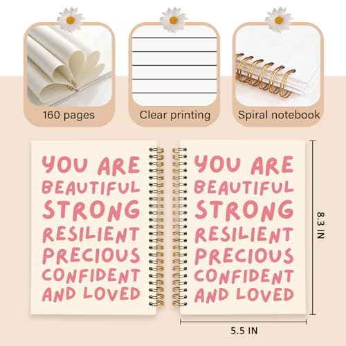 Enkvke Pink Inspirational Motivational Notebook Journal Women Girls - color: You are beautiful-A5