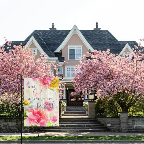 Christian House Flag 28 x 40 Double-Sided, With God All Things Are Possible - color: g18 28x40