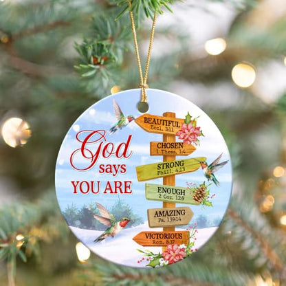 Christian Ornament 2026 God Says You are Bible Verse Gift