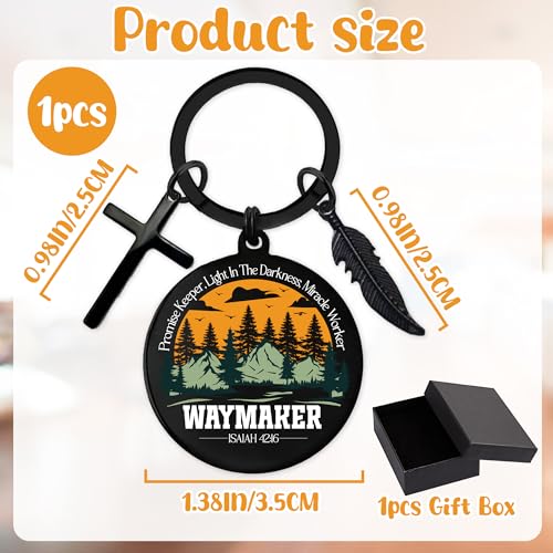 Inspirational Christian Keychains Gifts for Men - Religious Keyrings for Teenage Boys, Cross Bible Verse Baptism Key Chain