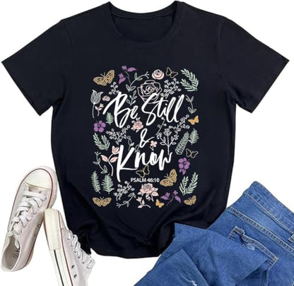 Christian Bible Verse T Shirts for Women - color: Black4, size: Large