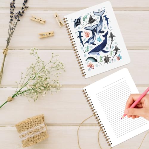 Marine Biology Notebook Journal, Retro Coastal Marine Biology Gifts - color: Whale