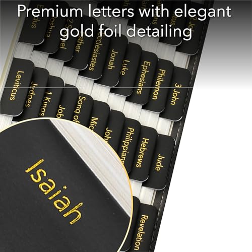 Mr. Pen- Laminated Bible Tabs, 75 pcs, Black, Gold Foil Embossed Lettering - color: Black (Gold Foil Lettering)