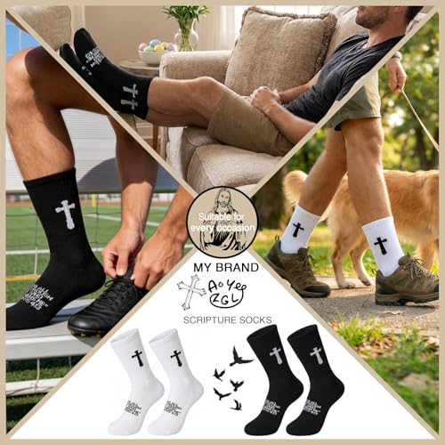 Unisex Cross Socks,Gifts for Christian On Easter and Christmas - color: Philippians 4:13 - Black