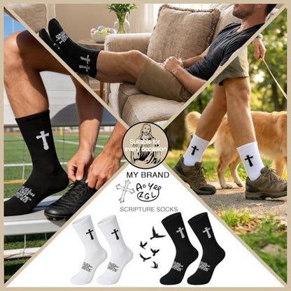 Unisex Cross Socks,Gifts for Christian On Easter and Christmas - color: Philippians 4:13 - Black