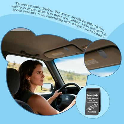 Drive Safe Christian Car Visor Clip Stainless Steel, God is Watching Over You Psalm 91:11 Engraved Reminder, Faith Based Safe Driving Gift, Religious Car Accessory for Men Women EDG38 - color: Black-G38