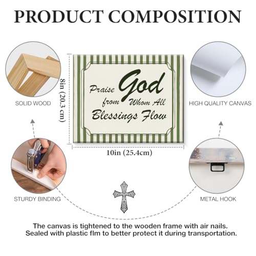 Christian Bible Verse Wall Art Decor - Religious Scripture Praise God Canvas Print Picture Vintage Striped Wall Decor for Home Living Room Bedroom 8x10 Inch Framed - color: color-h