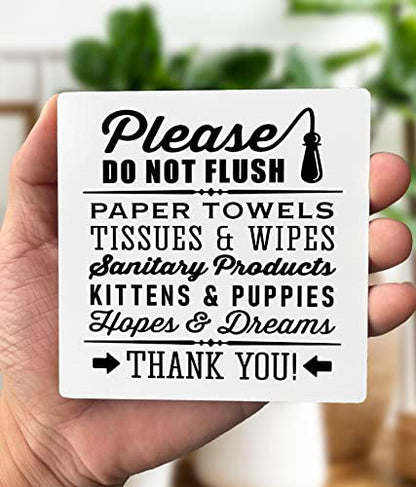 Farmhouse 'Do Not Flush' Plaque with Pawsome Kittens & Puppies on Wooden Stand - color: Bathroom01