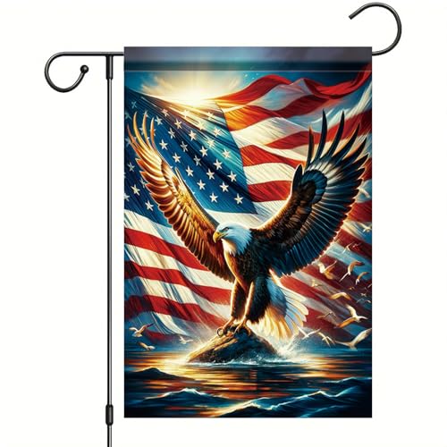 Patriotic Bald Eagle Garden Flags For Outside 12x18 Double Sided American USA Flag 4th of July Independence Memorial Veterans Day Gifts For Men Welcome Yard Sign Outdoor Ocean Deco - color: Eagle
